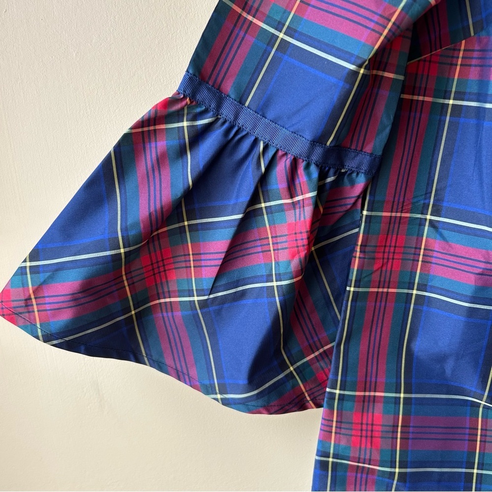 NWT Vineyard Vines Women's Plaid Taffeta Blouse Size 0 Top Bell Sleeves Jolly - Picture 3 of 12